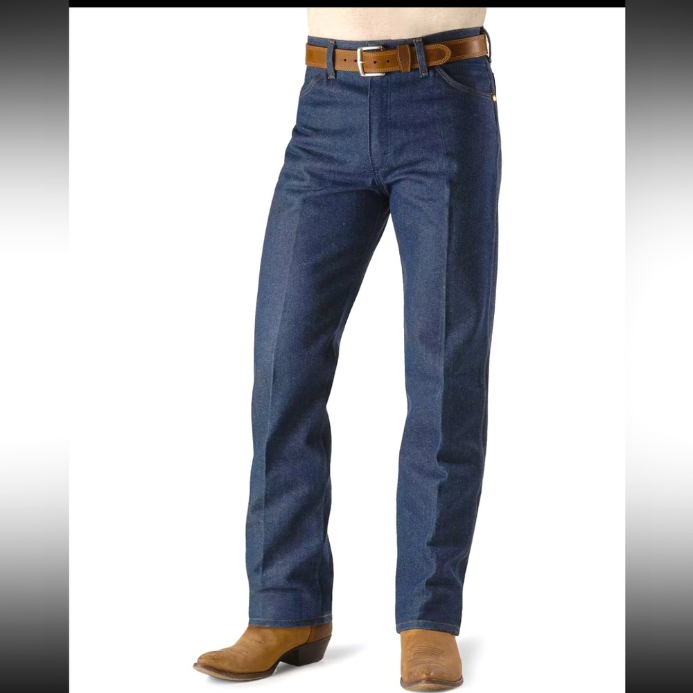 Wrangler Mens 32/32 Indigo High Rise Denim Cowboy Slim Leg Jeans Western